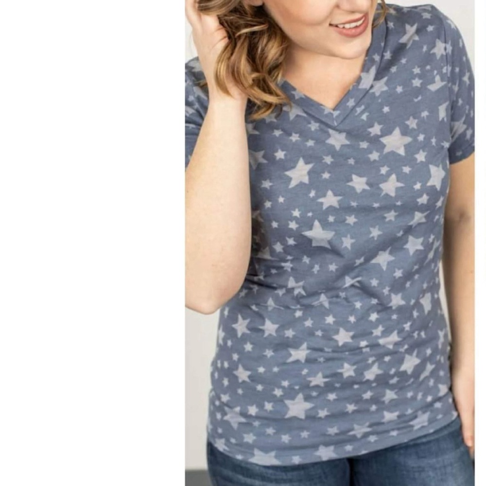 Women's Star Print V-Neck Top